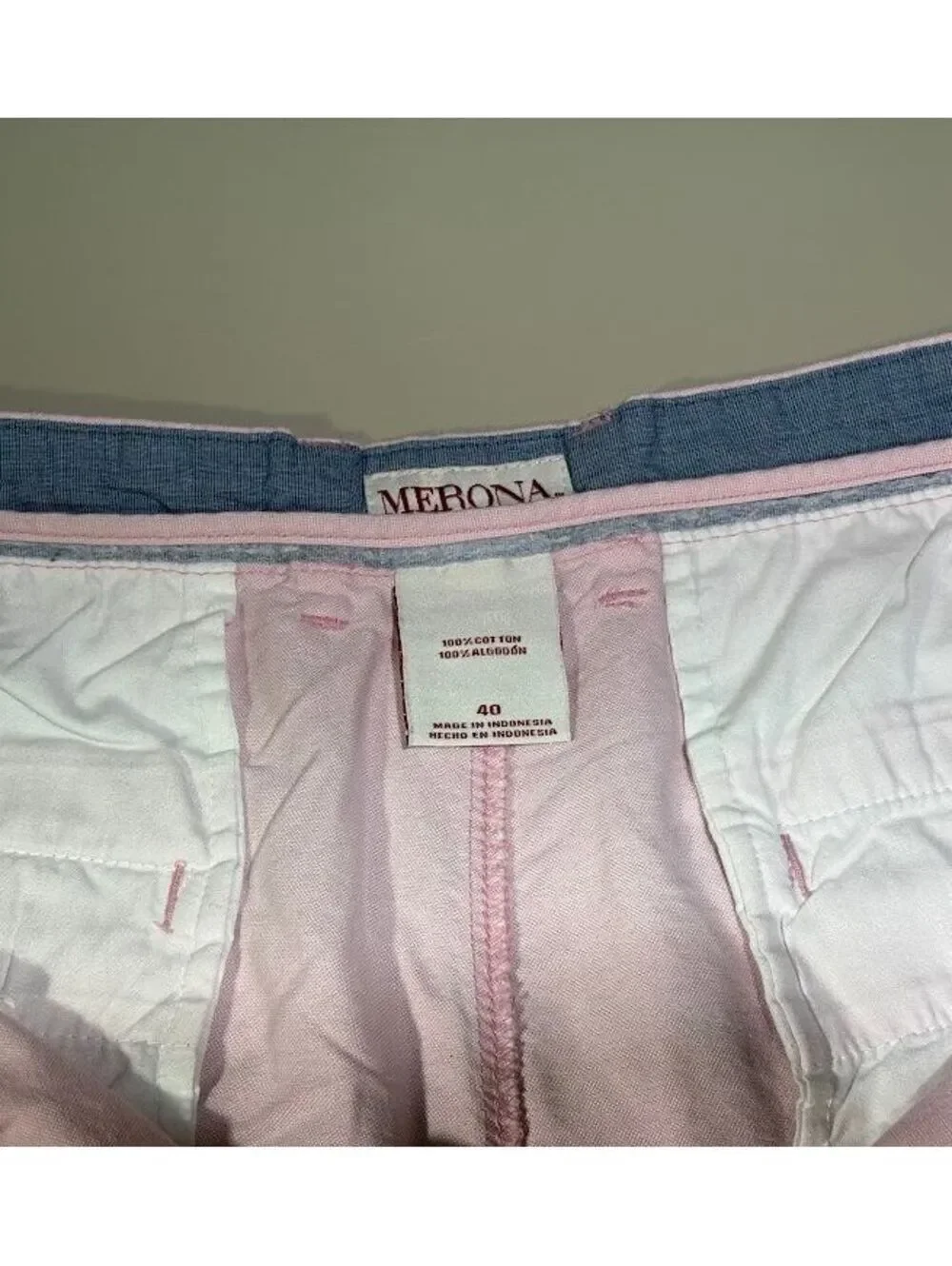 Merona Mens Chino Shorts Size 40 Pink Flat Front Cotton Casual Summer Preppy 9